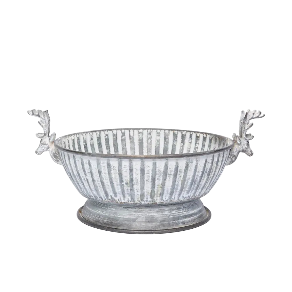 Antiqued Metal Reindeer Bowl