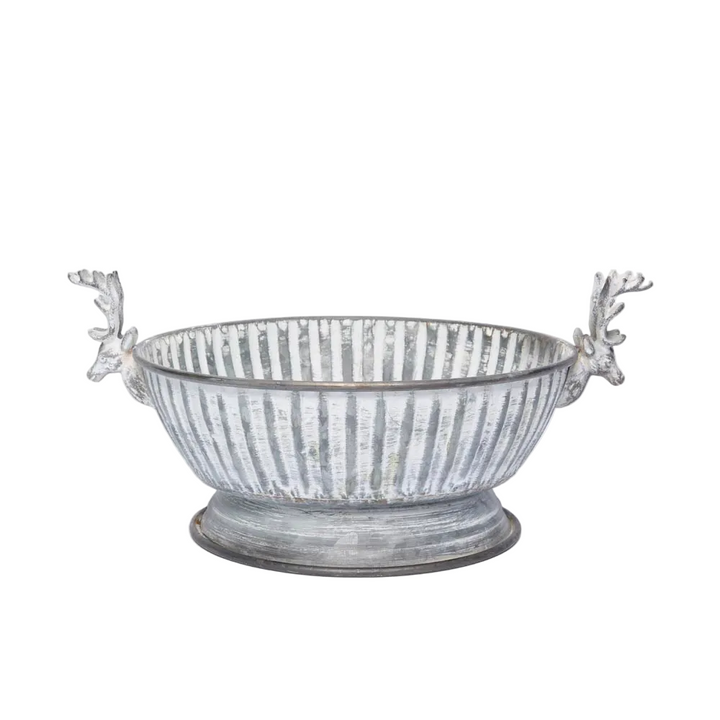 Antiqued Metal Reindeer Bowl