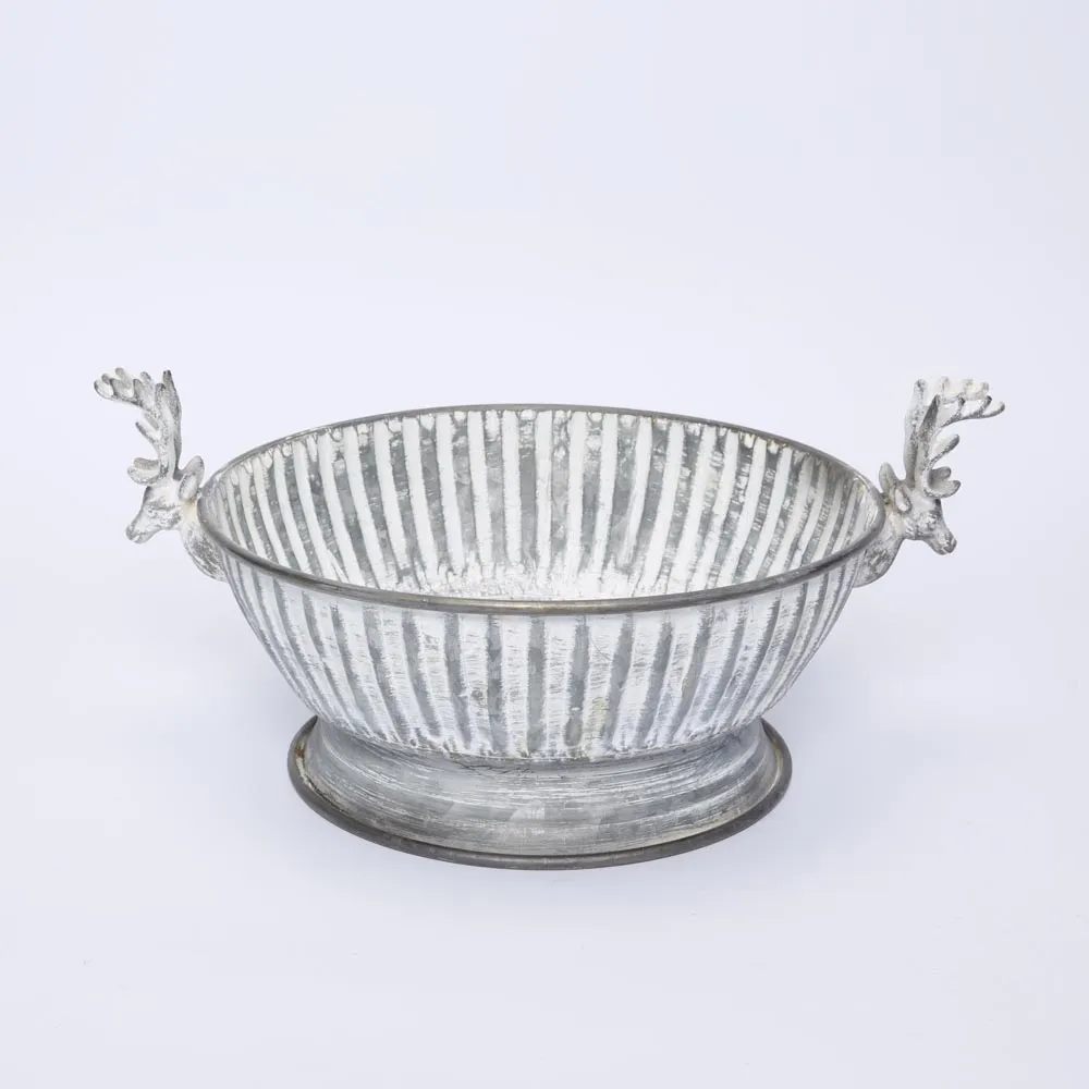 Antiqued Metal Reindeer Bowl
