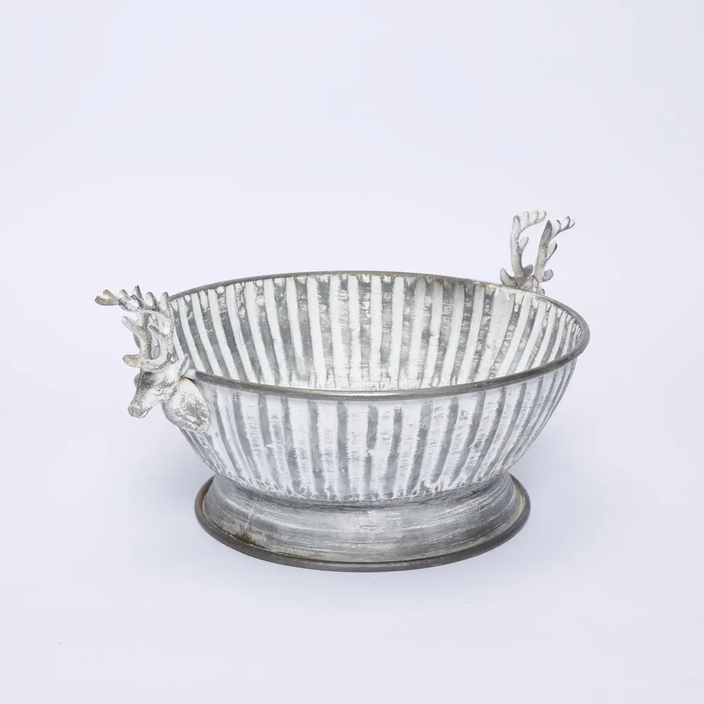 Antiqued Metal Reindeer Bowl