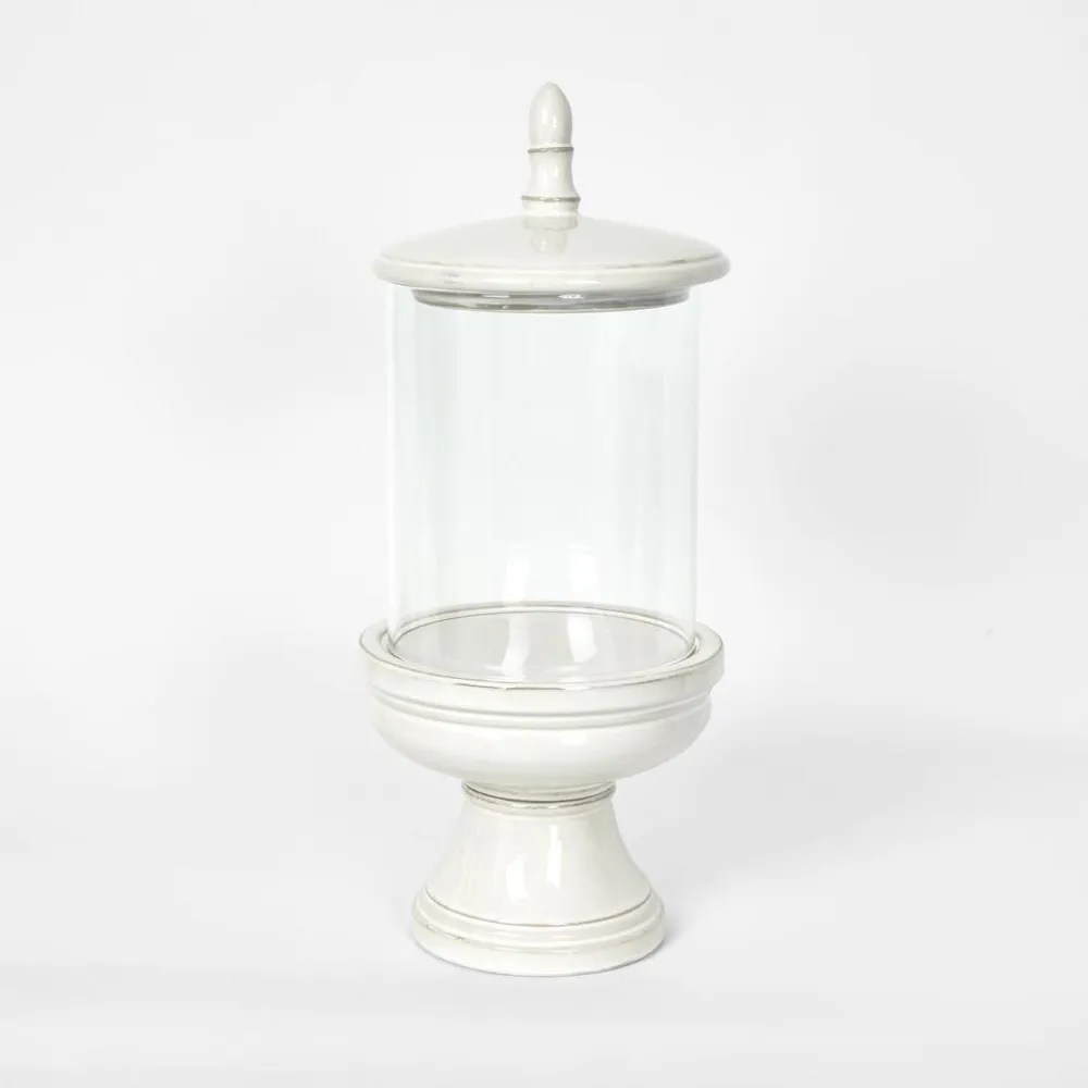 Nini Candle Holder with lid White Medium