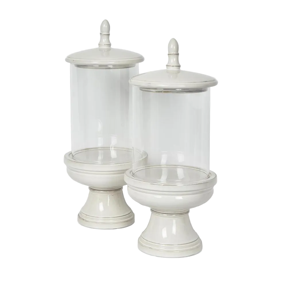 Nini Candle Holder with lid White Medium