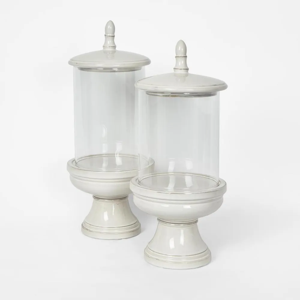 Nini Candle Holder with lid White Large