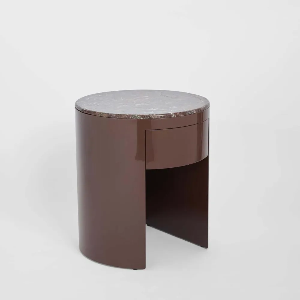 Nobo Bedside Matt Red Vein Marble/High Gloss