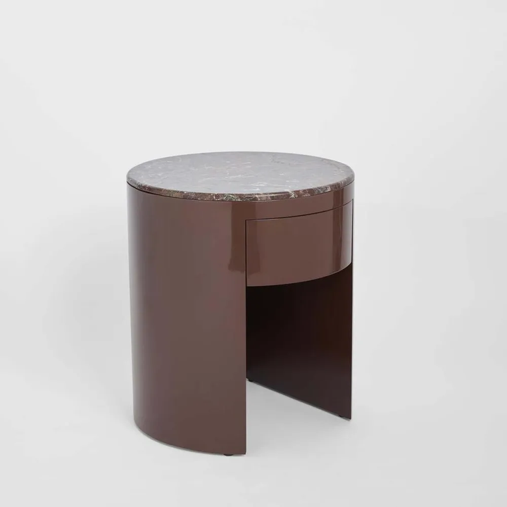 Nobo Bedside Matt Red Vein Marble/High Gloss