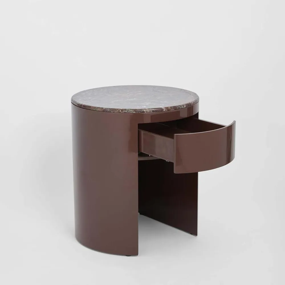 Nobo Bedside Matt Red Vein Marble/High Gloss