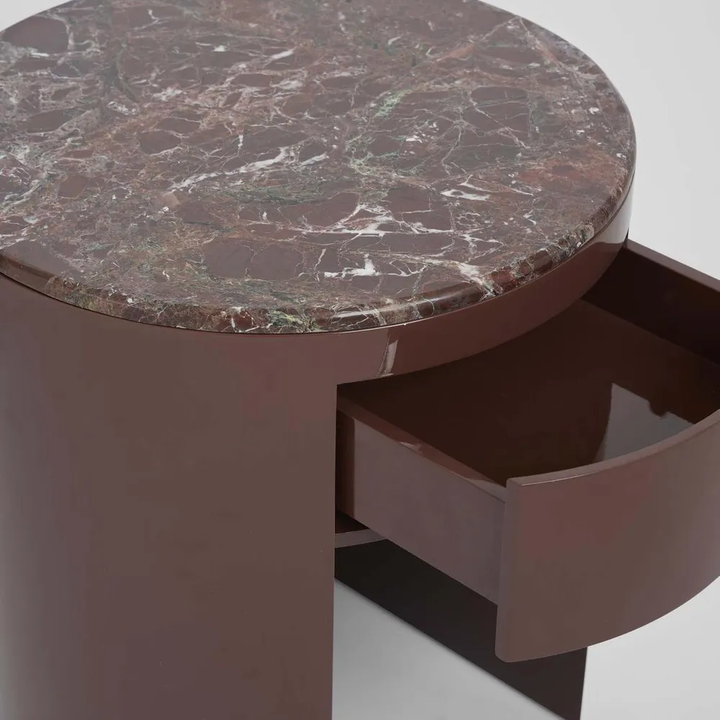 Nobo Bedside Matt Red Vein Marble/High Gloss