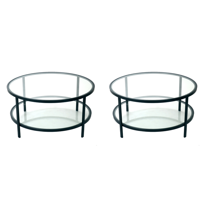 Palladium Black Iron & Glass Coffee Tables - Set of 2