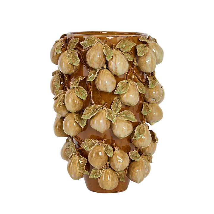 Pear Tall Vase Brown & Cream
