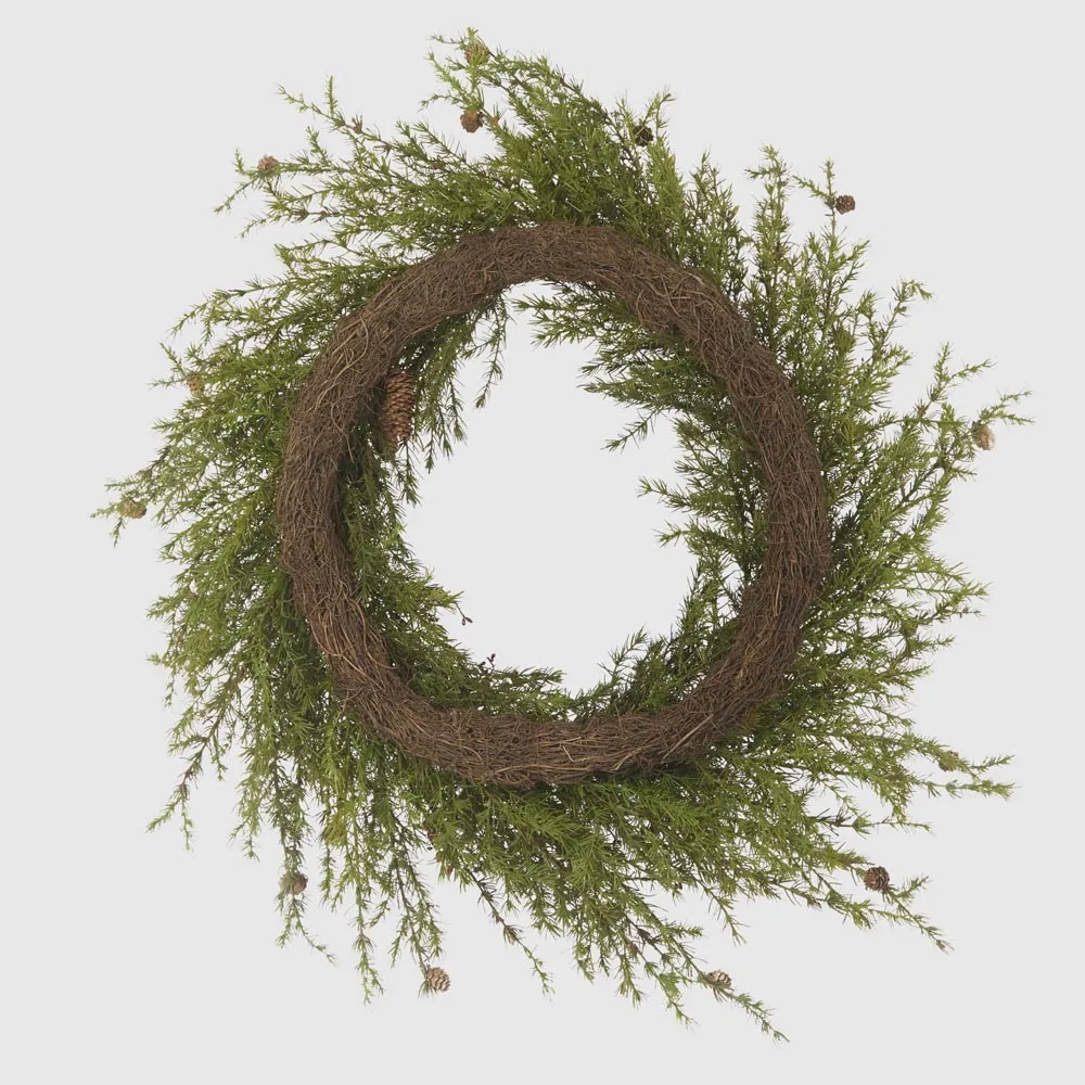 Pine Needle & Red Berry Wreath 90cm