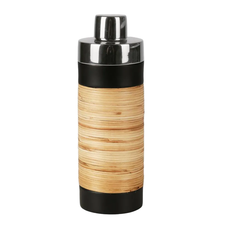 Plantation Cocktail Shaker Black & Rattan
