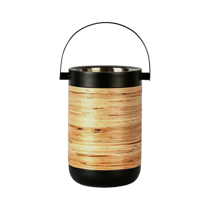 Plantation Wine Cooler Black & Rattan