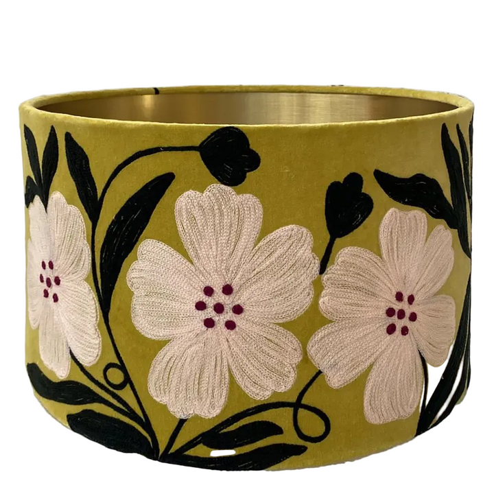 Poppy Velvet Drum Shade Lime Multi