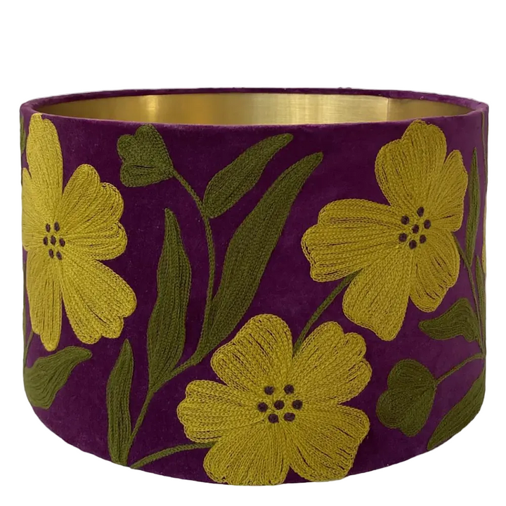 Poppy Velvet Drum Shade Purple Multi