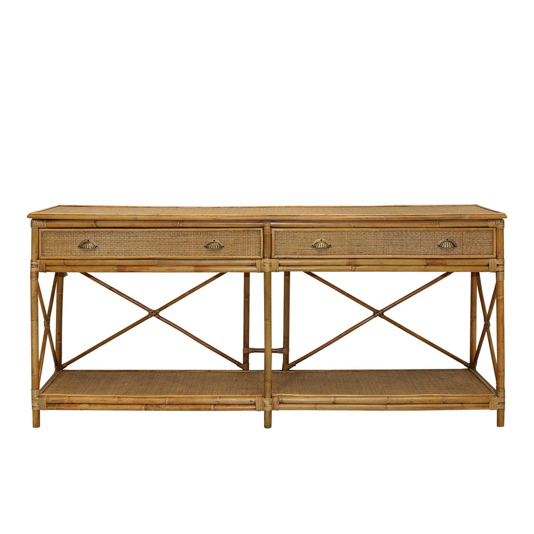 Cayman Large 2 Draw Rattan Console