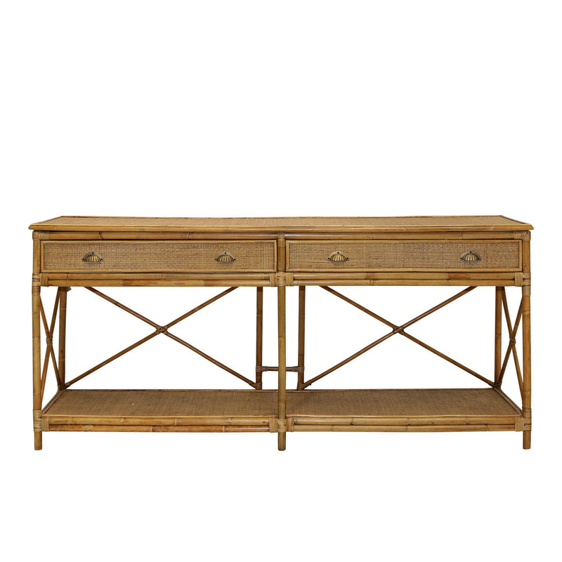 Cayman Large 2 Drawer Rattan Console