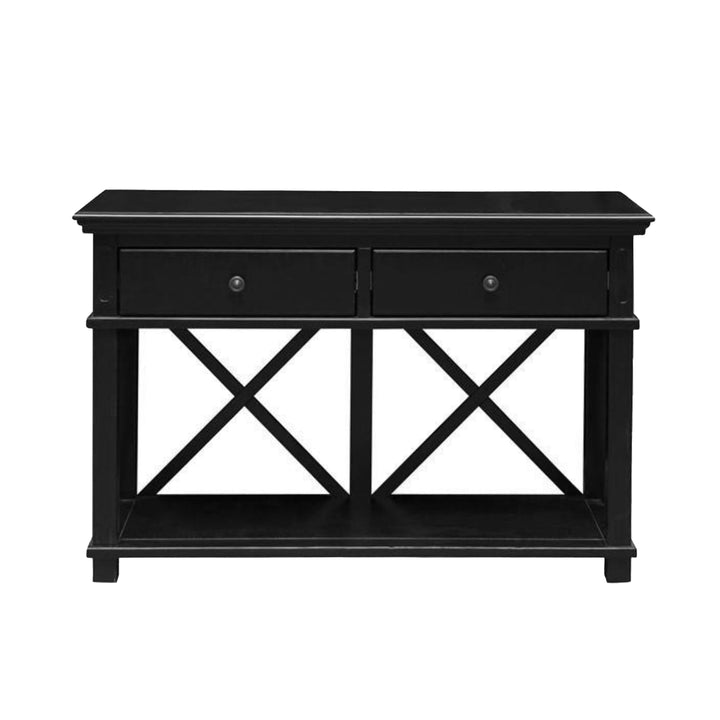 Sorrento Hamptons 130cm 2 Drawer Console Black