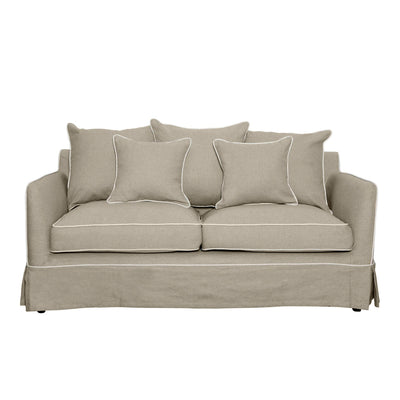 Noosa Hamptons 2.5 Seat Sofa Bed Natural W/White Piping