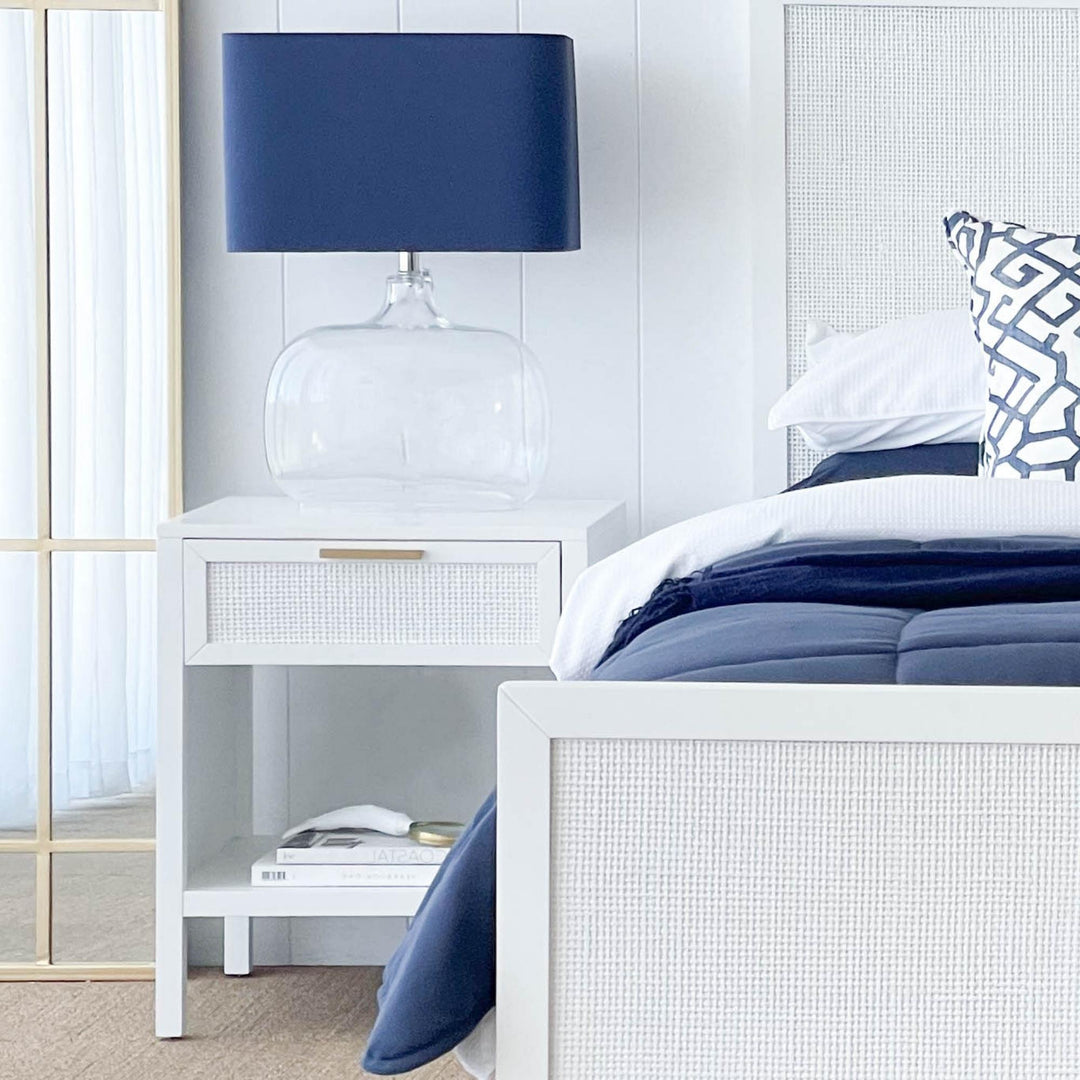 Santorini Timber/Rattan Bedside Tables White - Set of 2