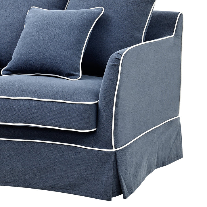 Noosa Hamptons 2 Seat Sofa Bed Noosa Navy W/White Piping