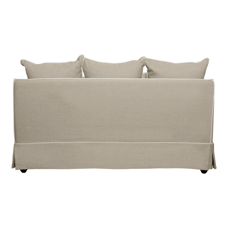 2 Seat Sofa Bed Slip Cover - Noosa Natural W/ White Piping
