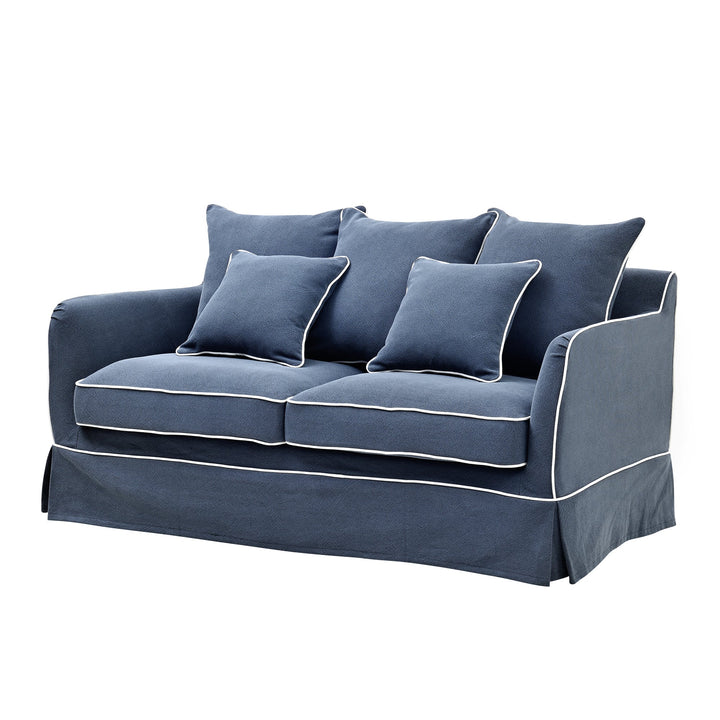 Noosa Hamptons 2 Seat Sofa Bed Noosa Navy W/White Piping