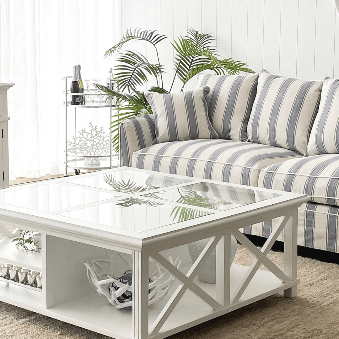 Noosa Hamptons 2 Seat Sofa Sky Stripe