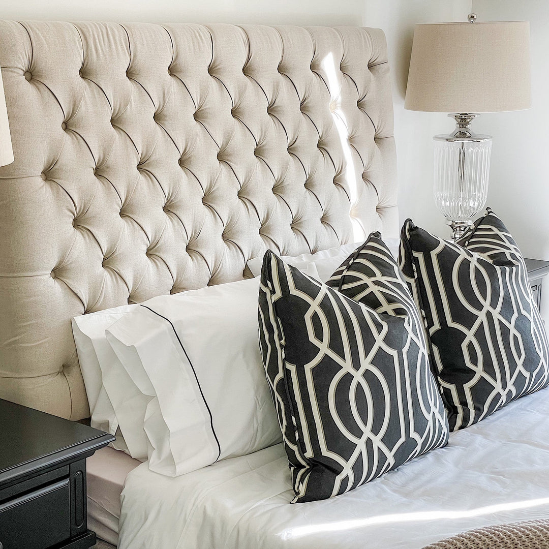 Bellevue Glass Nickel Lamps With Natural Linen Shade - Set of 6