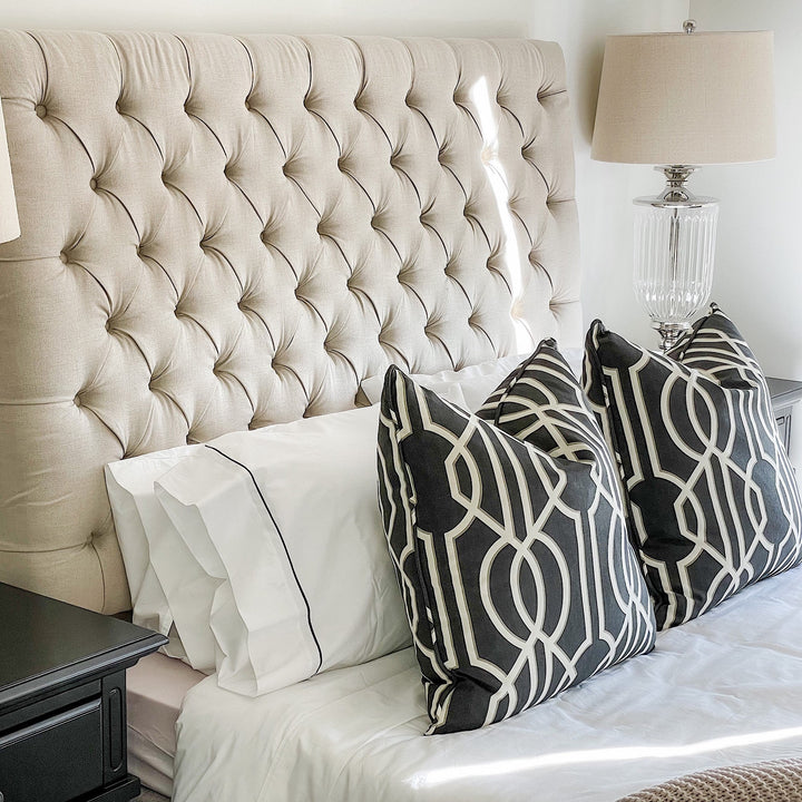 Bellevue Glass Nickel Lamps With Natural Linen Shade - Set of 6