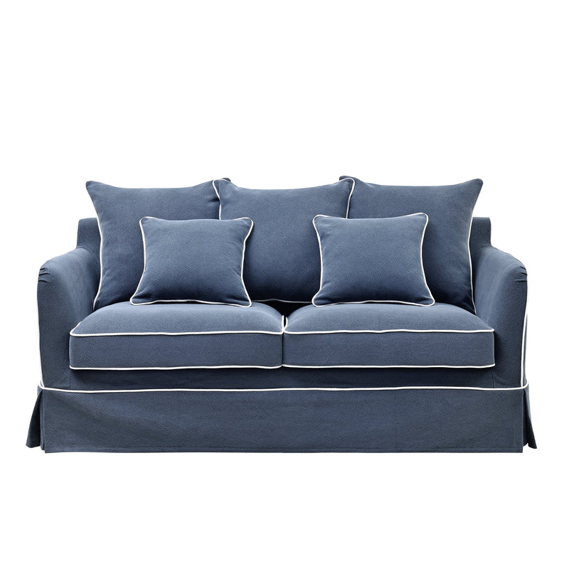 Noosa 2.5 Seater Sofa Bed Navy W/ White Piping