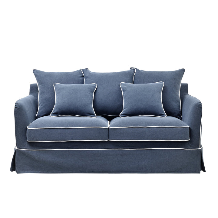 Noosa Hamptons 2 Seat Sofa Bed Noosa Navy W/White Piping