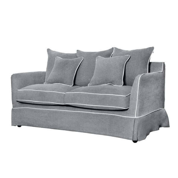 Noosa Hamptons 2.5 Seat Sofa Bed Grey W/White Piping