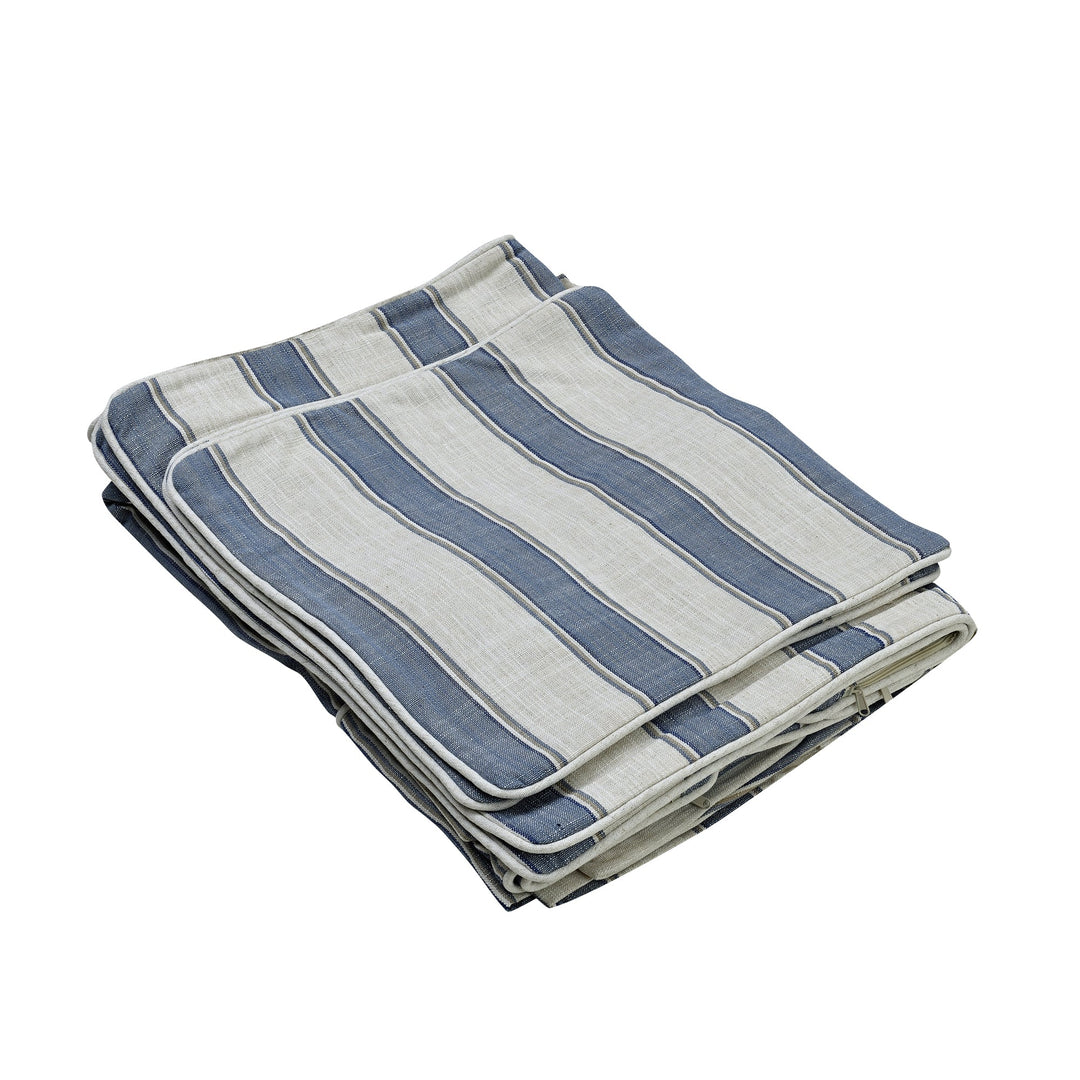 Slip Cover Only - Noosa Hamptons Ottoman Blue Sky Stripe