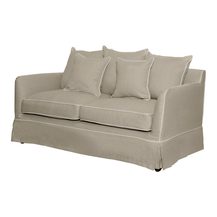 Noosa Hamptons 2.5 Seat Sofa Bed Natural W/White Piping