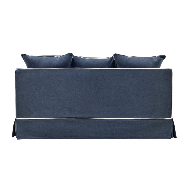 Slip Cover Only - Noosa Hamptons 2 Seat Sofa Bed Navy W/White Piping