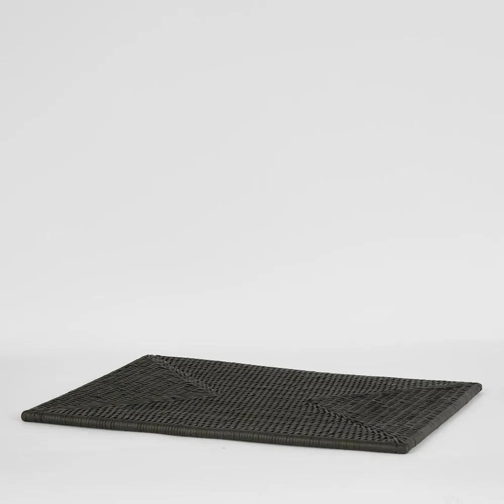 Paume Rattan Rectangle Placemat Black