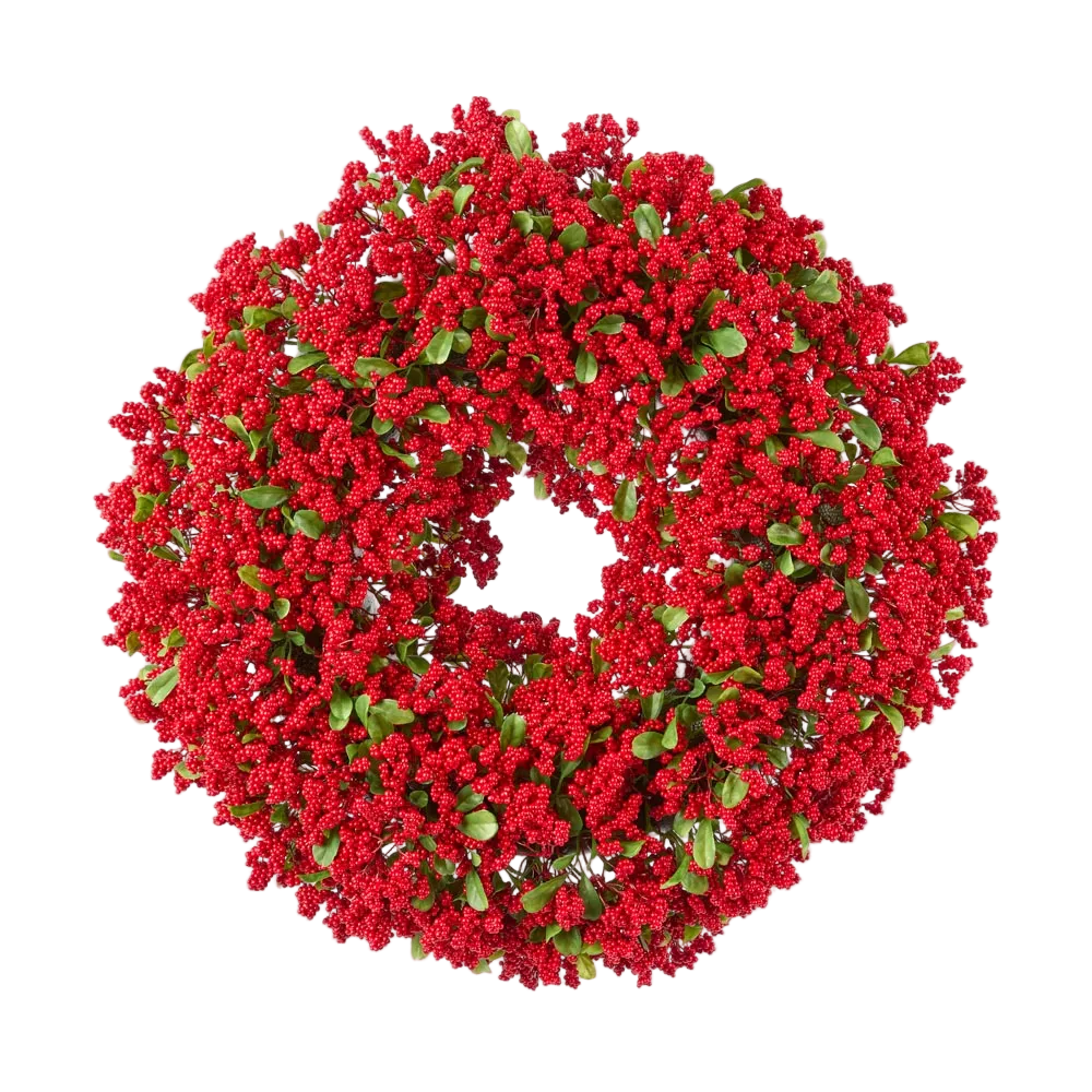 Fine Red Berry & Boxwood Wreath