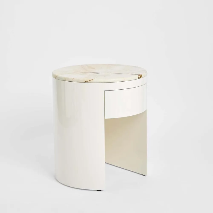 Sable Bedside Matt Brown Vein Marble/High Gloss
