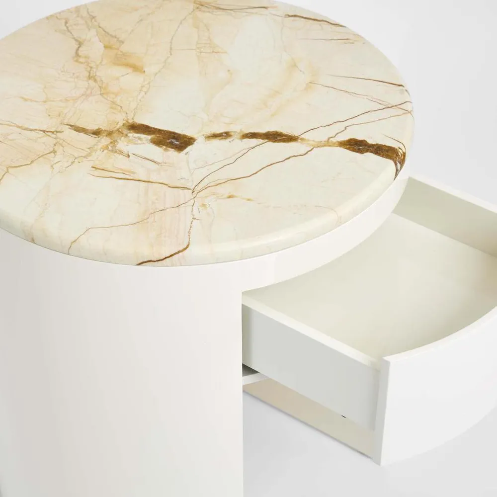 Sable Bedside Matt Brown Vein Marble/High Gloss