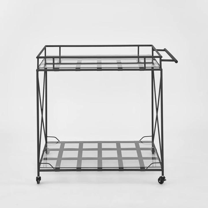 Sheffield Bar Cart Outdoor Iron & Glass
