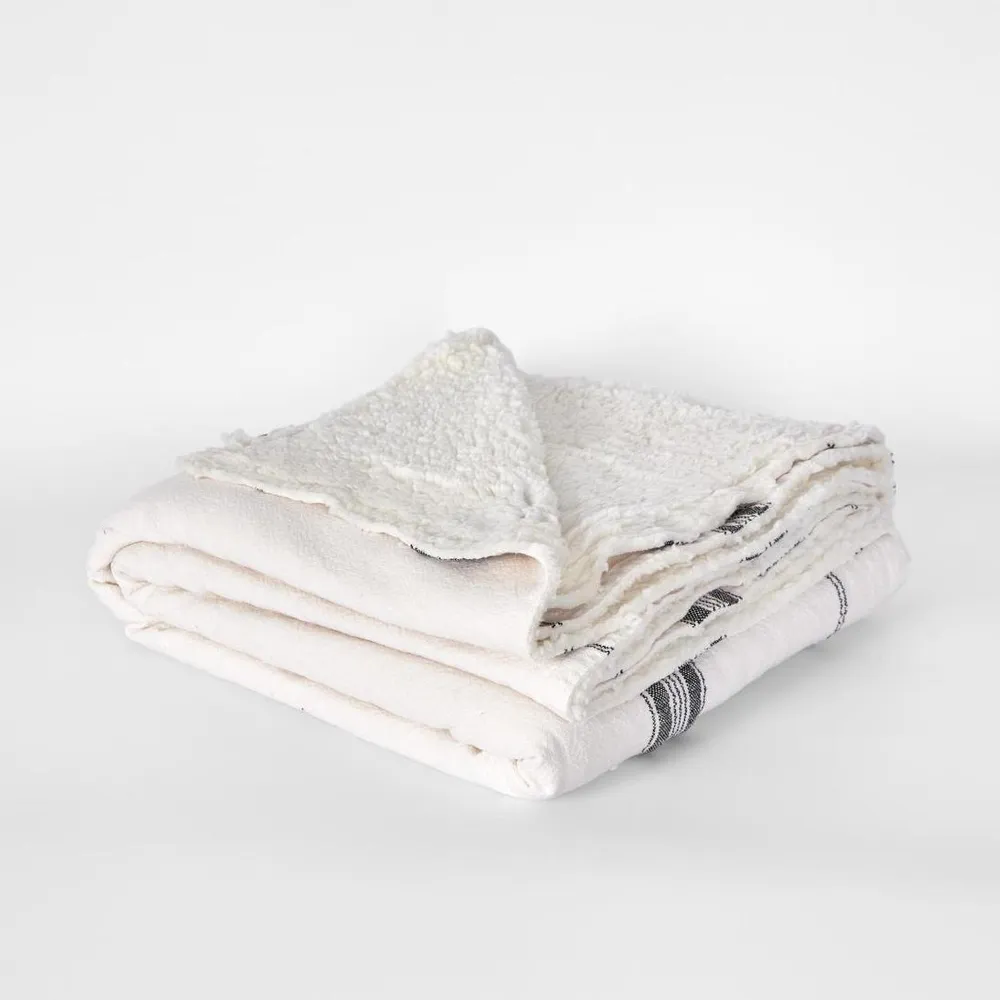 Stripe Slub Sherpa White