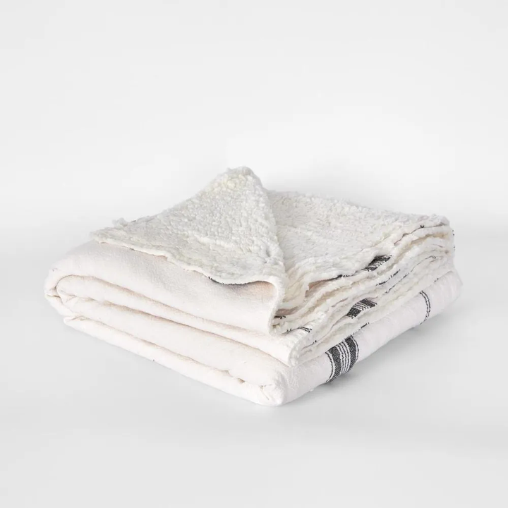 Stripe Slub Sherpa White