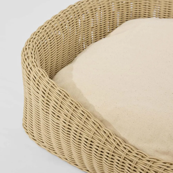 Snuggle Rattan Pet Bed Natural