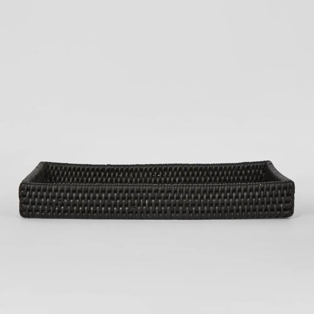 Paume Rattan Tidy Tray Black