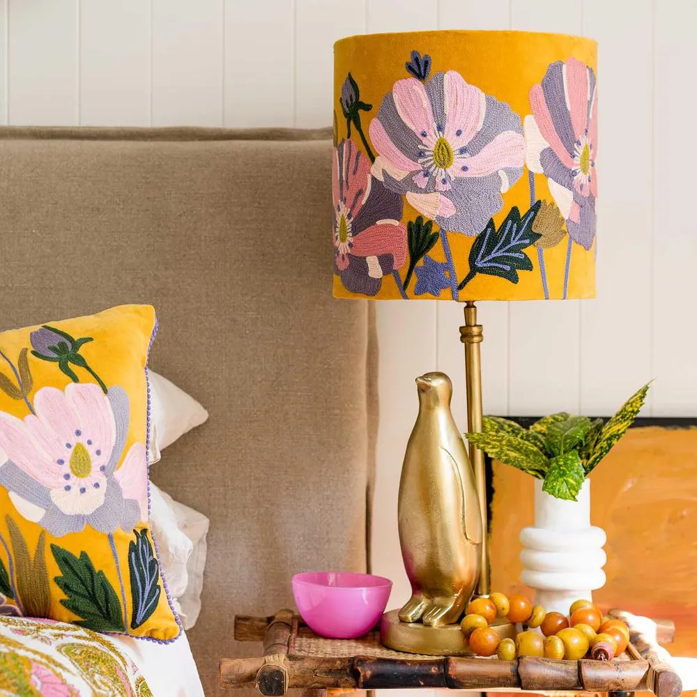 Wildflower Velvet Drum Shade Yellow Multi