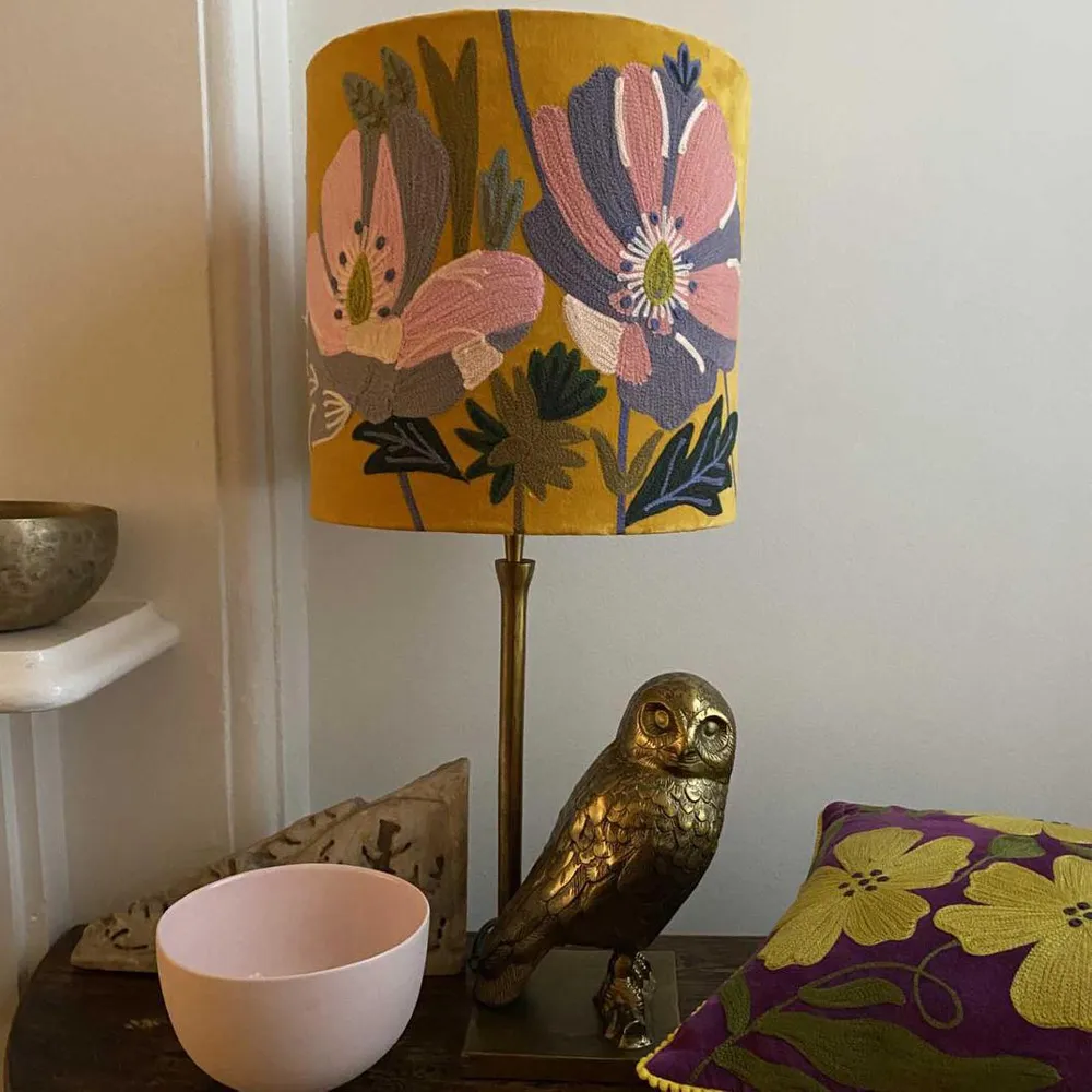 Wildflower Velvet Drum Shade Yellow Multi
