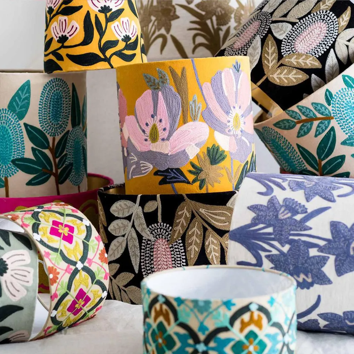 Wildflower Velvet Drum Shade Yellow Multi