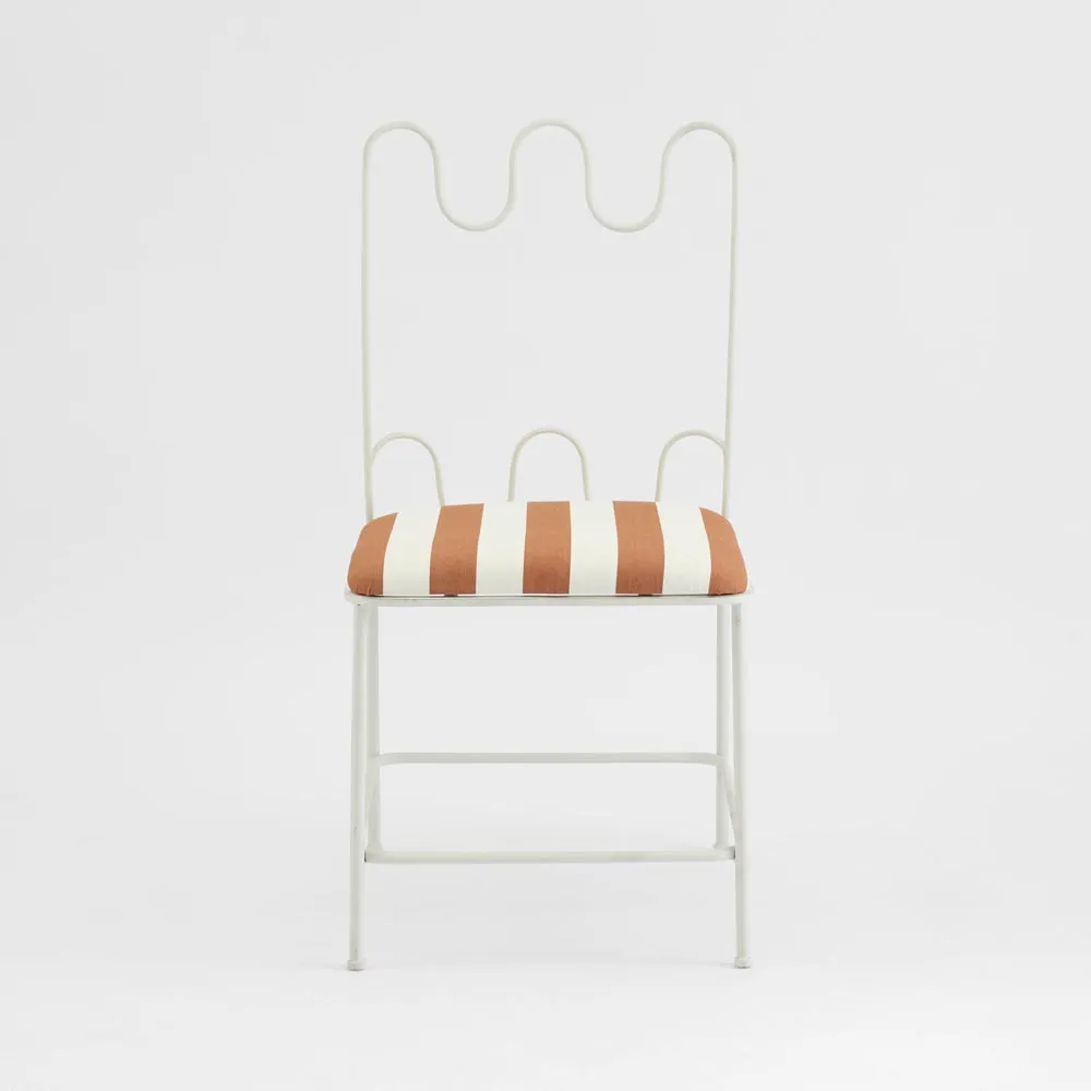 Wira Dining Chair Outdoor Terracotta/White Stripe Cushion