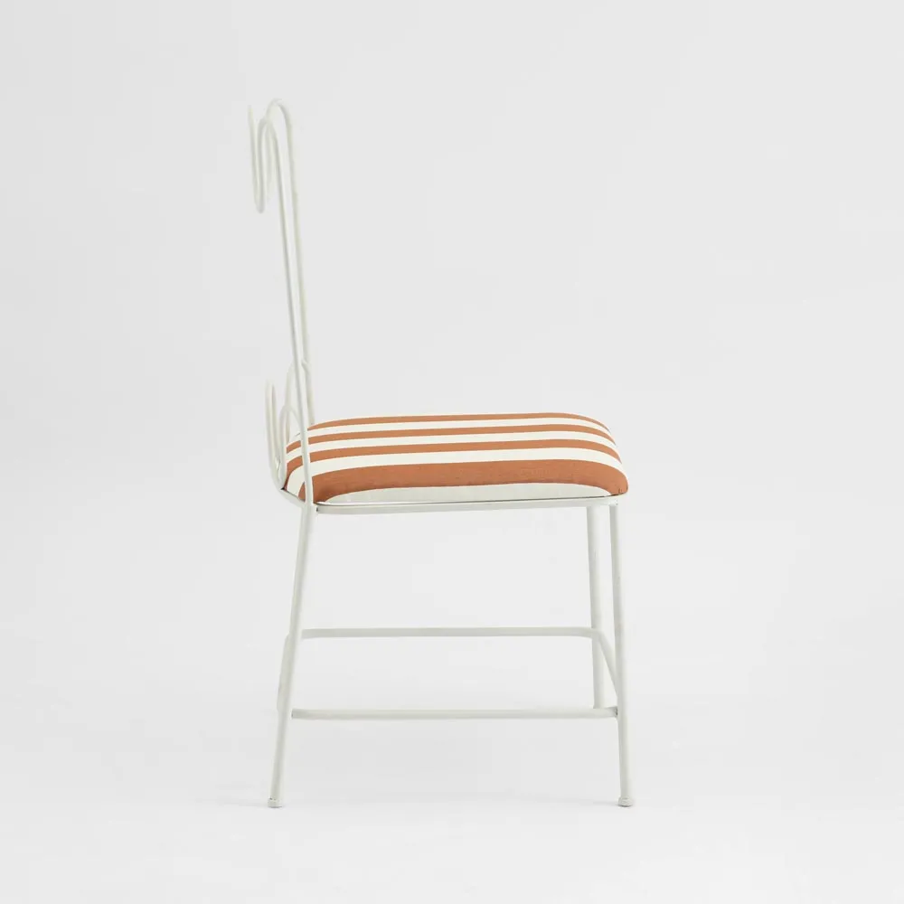 Wira Dining Chair Outdoor Terracotta/White Stripe Cushion