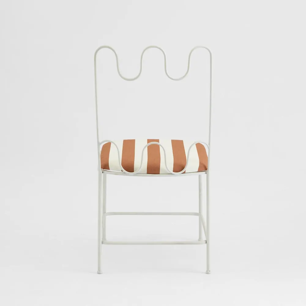 Wira Dining Chair Outdoor Terracotta/White Stripe Cushion